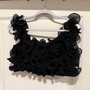 Black Ruffled Women's Top